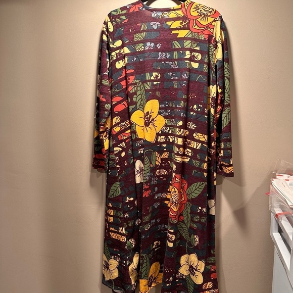 LulaRoe Sarah Long Sleeve Ankle Cardigan Cozy Slightly Thick Floral Boho M 10-12 - Picture 10 of 16
